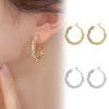 1 Pair Huggie Hoop Earrings for Women, Lightweight Cubic Zirconia Earrings, Simple Minimalist Geometric Jewelry