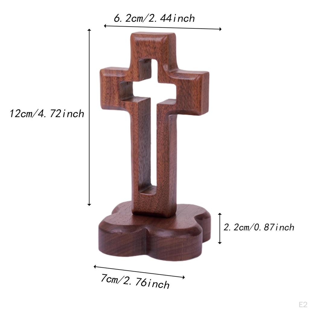 Catholic Wood Religious Favor Tabletop Cross for Shelf Prayer Decor