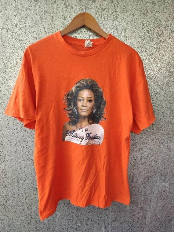 Vintage Whitney Houston Singer Cotton Orange Shirt FF168 Unisex T-Shirt