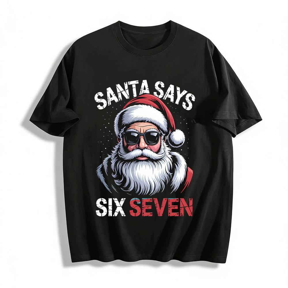 

Cool Sunglasses Santa Claus Print Casual Top Pure cotton T-shirt XXS