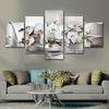 5Pcs White Flower Abstract Modern Decor Canvas Wall Art HD Print 5 Pieces Pictures Paintings 5 Panel Room Decor