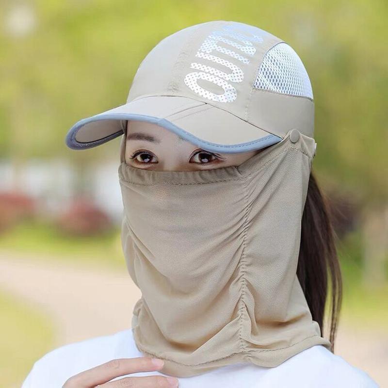 Summer Neck Face Sunshade Sun Hat Uv Protection Wide Brim Shade Hat Detachable Breathable Neck Face Baseball Cap Visor Beach Cap