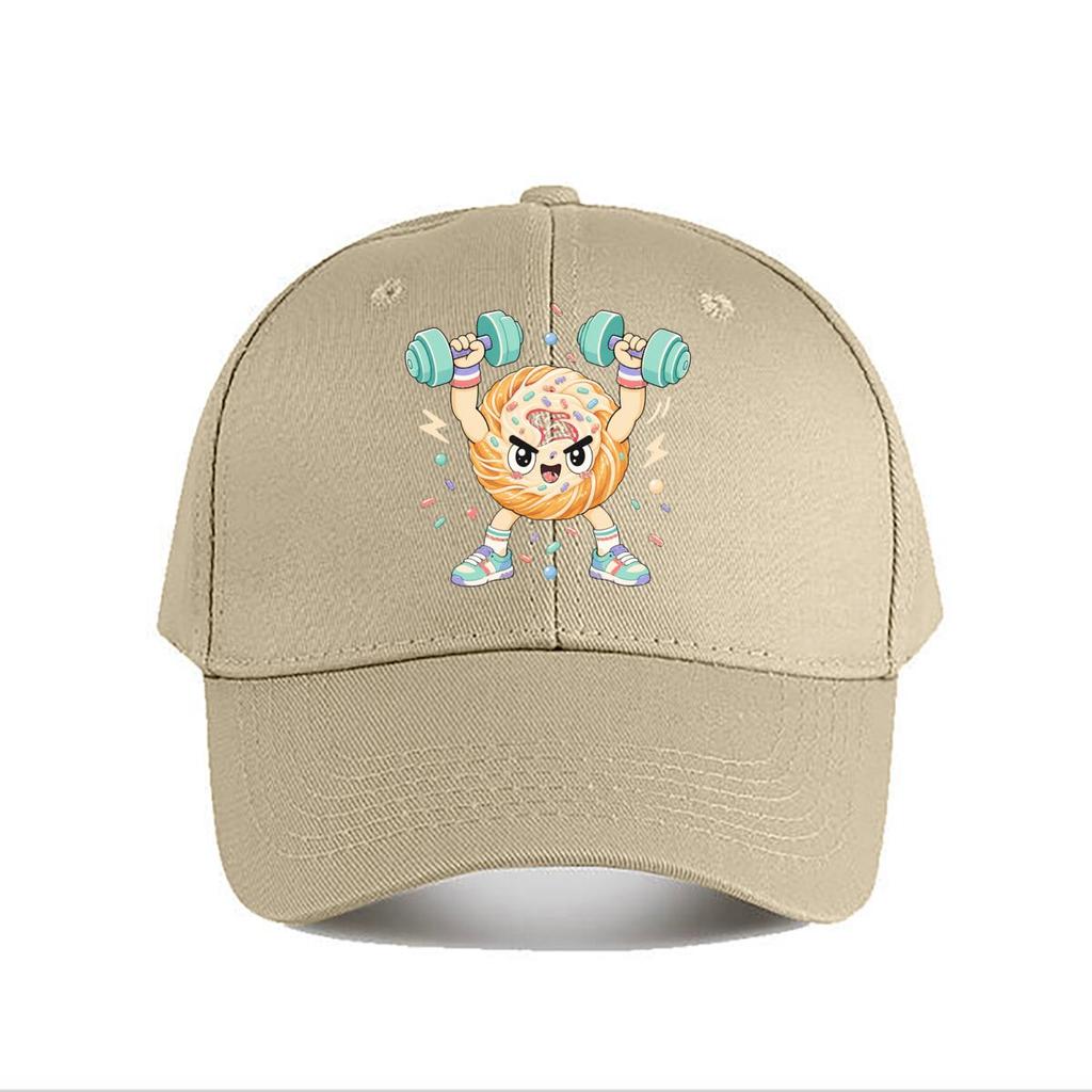Cute Pastry Powerlifting Cartoon Wor Baseball Cap Fashion Outdoor Sports Sunhat Unisex Snapback Cap Womens