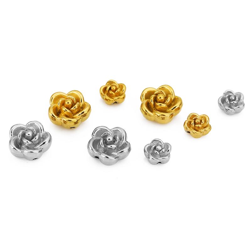 5pcs Stainless Steel Spacer Bracelet Flower Beads With Hole 5 8 Mm Never Fade PVD Necklace Beads For DIY Jewelry Making Findings
