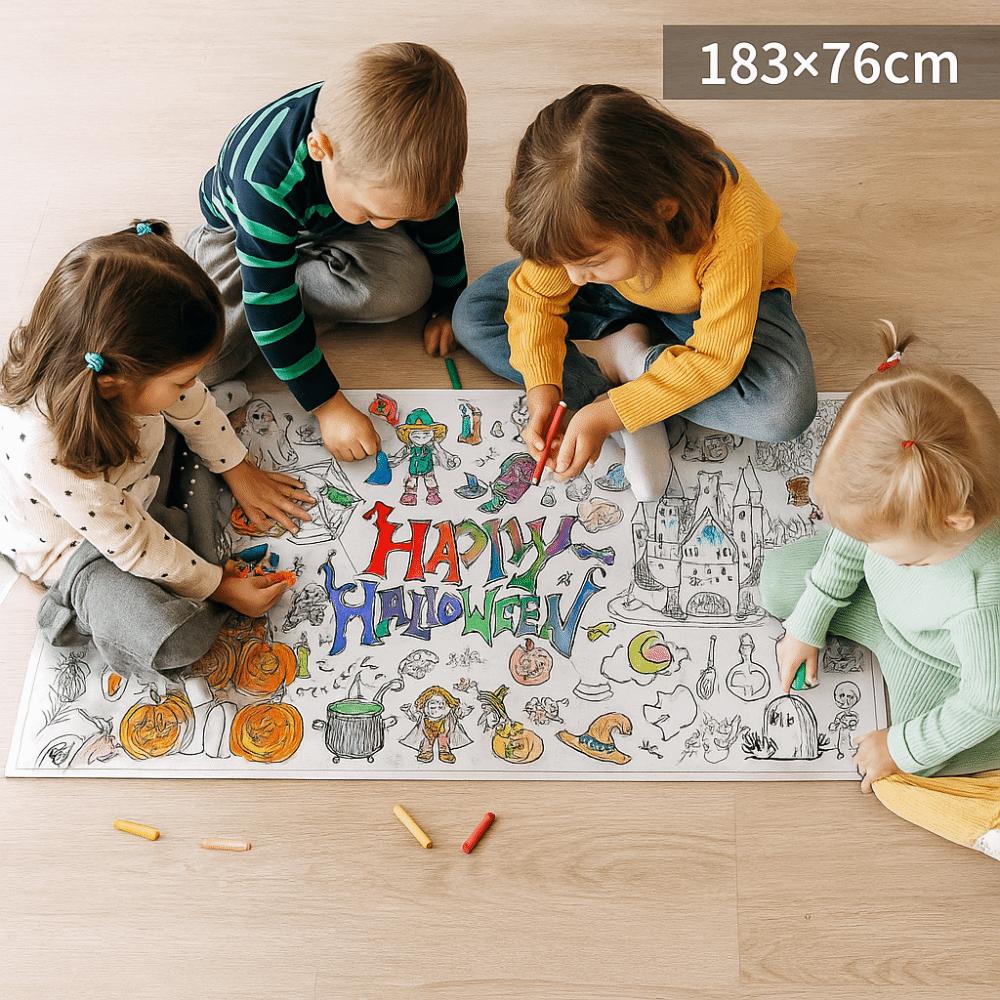 Handmade Children's Drawing Tablecloth Cartoon DIY Party Tablecloth Halloween Decorations