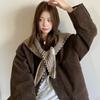 Elegant Triangle Striped Scarf Comfortable Knit Wool Scarf Decorative Neck Warmer  Women