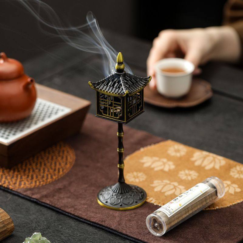 Chinese Palace Lantern Incense Burner Alloy High Foot Creative Tent Sandalwood Incense Burner Home Aromatherapy Burner
