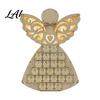 Advent Calendar for Candy Wooden Angel Christmas with 24 Storage Drawers Countdown Holiday to Tabletop Decoration Winter Party Favors LED Lighted