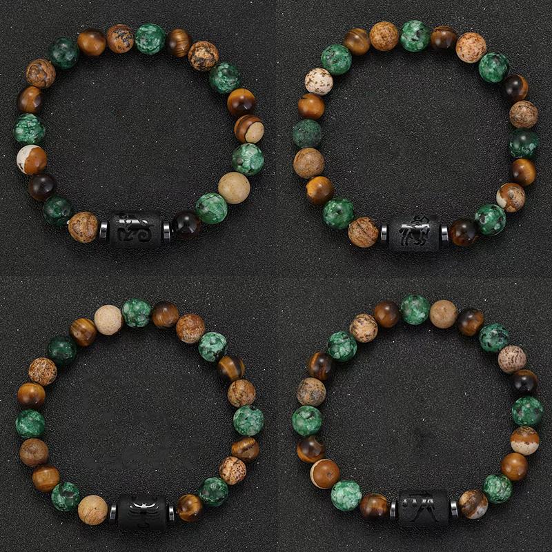 12 Zodiac Bracelets Natural Stone Cancer Virgo Leo Libra Bracelet Couples Friendship Gifts Bracelets Jewelry