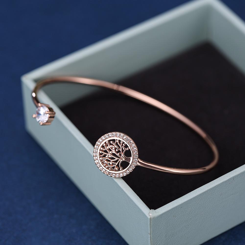 1pc Creative Hollow Tree Of Life Decor Open Bangle  Adjustable Hand Jewelry For Sister Thanksgiving Gift