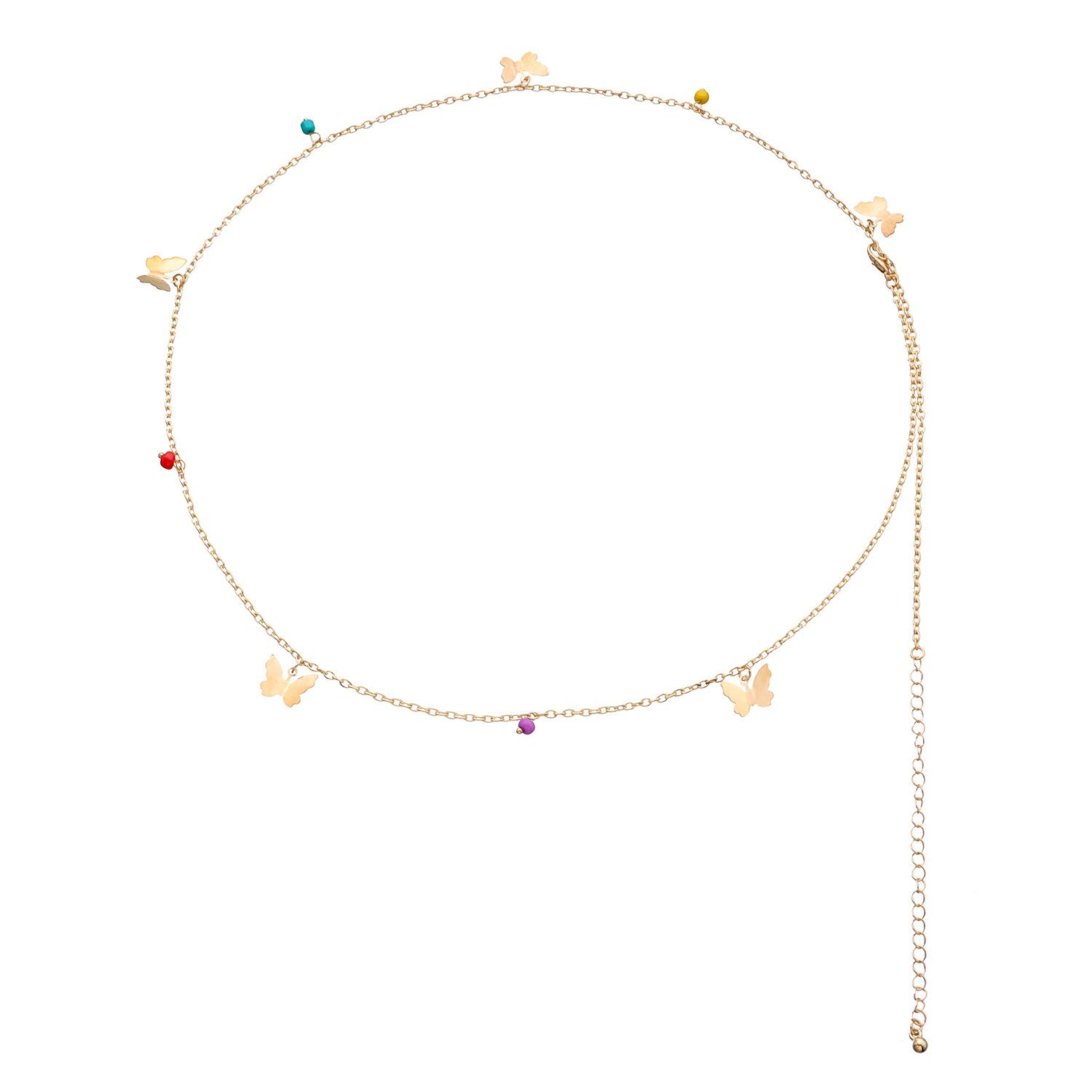 

Accessories, Hot Sale Fashion Alloy Butterfly Body Chain, Sexy Color Bead Handmade Waist Chain золотой