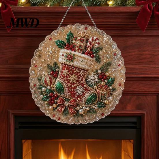 Handgefertigtes Festliches Ornament Materialien Weihnachten Kunstperlen Malerei Sonnenfänger Set, Niedlicher Weihnachtsmann Schneemann Baum 3D Perlen Schichtweise Feiertagsdekorationen