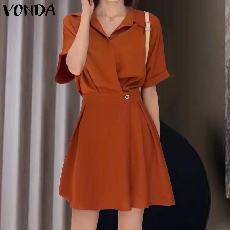 

VONDA Летнее женское короткое платье с V-образным вырезом и коротким рукавом