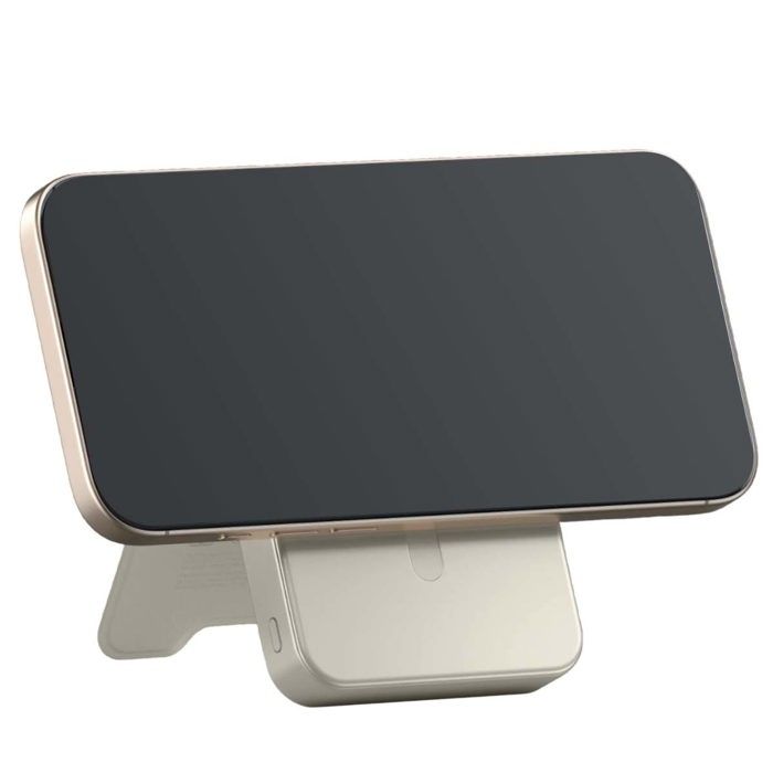 Magnetisches Externes Akku 5000mAh MagSafe & Qi2 mit integriertem Ständer Satechi Beige