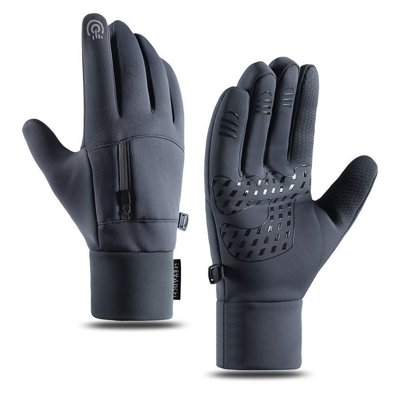 Cycling Gloves Autumn and Winter Outdoor Sports Waterproof Touch Screen Warm Plus Velvet Thick Fishing Gloves Cycling Men and Women