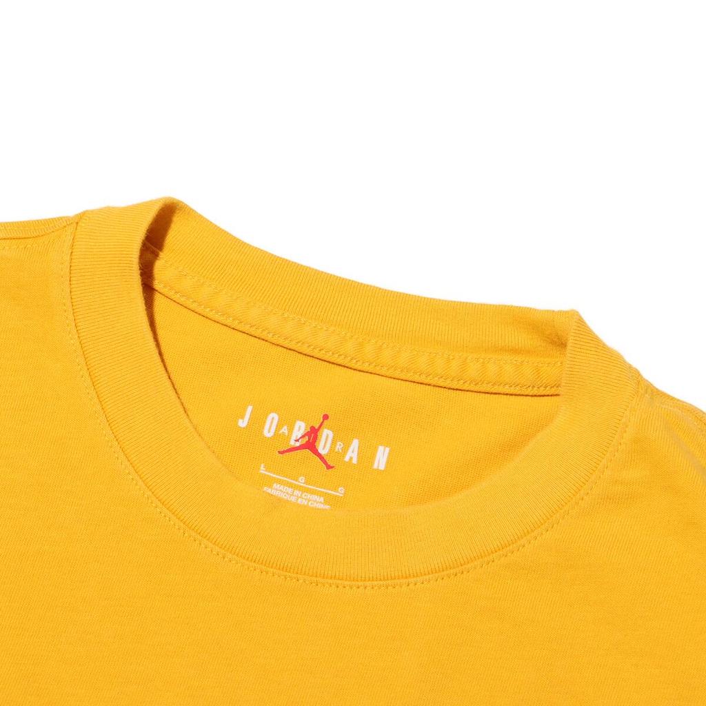 Jordan Flight Essential Logo Print Ribbed Crew Neck Short Sleeve Drop Shoulder T-Shirt Men Tops Rust-Yellow DZ0605-752