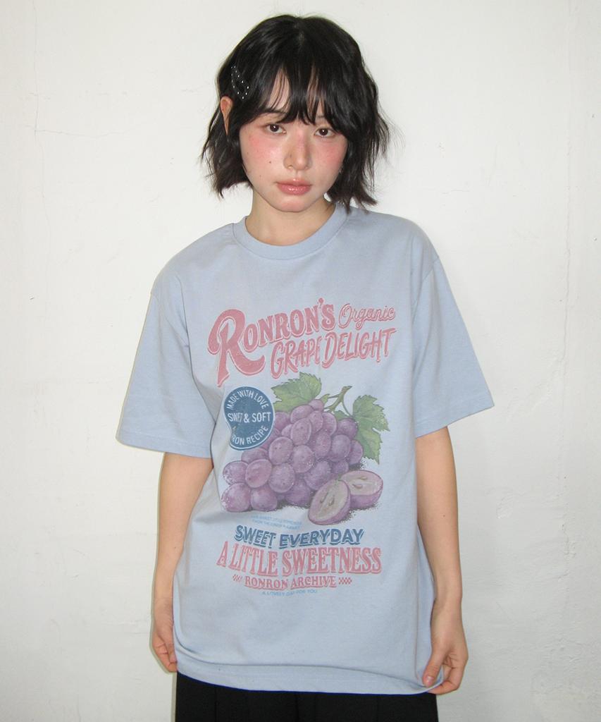 RONRON Vintage Grape Over Fit T Shirt Soft Blue