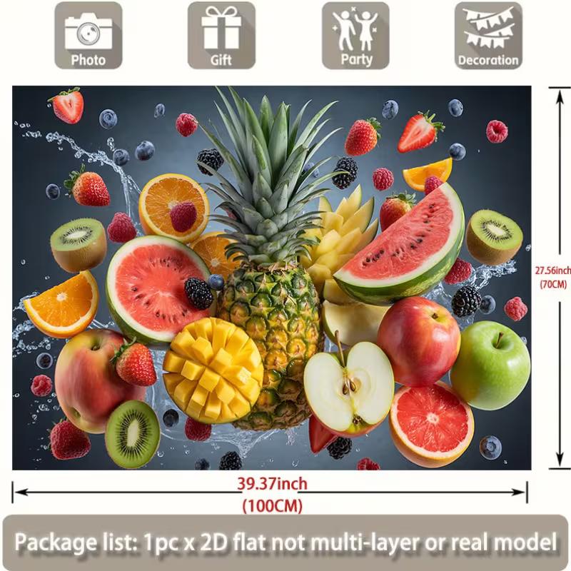 2D Tropical Fruit Backdrop, Summer Party & Food Photography Background
