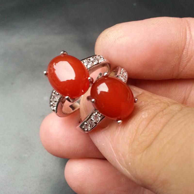 Adjustable Jade and Red Agate Ring with Emerald Chalcedony Inlay - Unisex Green Variant