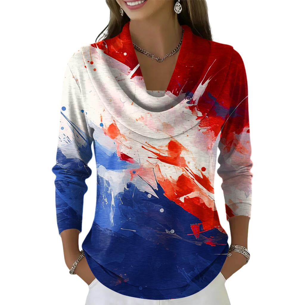 Dámský ležérní a módní svetr s dlouhým rukávem a potiskem, kulatým výstřihem