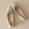 Women's Flat Shoes Beading Square Head Single Shoes Female Shallow Mouth Rhinestone Wedding Shoes Flats Soft Sole