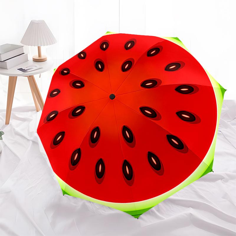 Watermelon Slice themed, Eight ribbed, Self folding Umbrella Is Suitable for Everyday Outdoor Use and Is An Ideal Gift for Friends and Famil