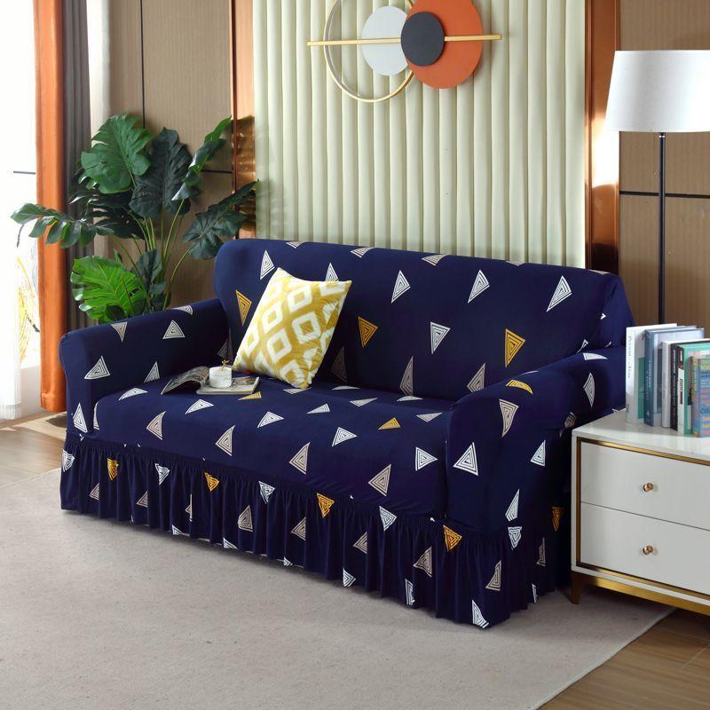 1pc Stretch Sofa Slipcover, Sofa Cover with Skirt, Couch Cover Furniture Protector, for Bedroom Office Living Room Home Decor