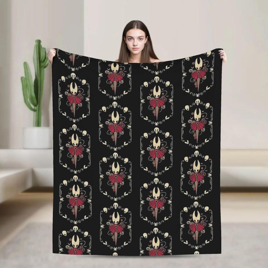 Hollow Knight Themed Flannel Blanket Warm Winter Throw for Couch Sofa Bed Aesthetic Cover for Girls and Boys