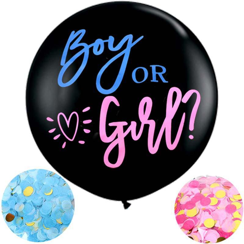 36" Black Gender Reveal Balloon - Baby Reveal Party Decoration