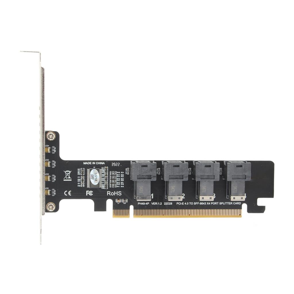 PCIE To U.2 Adapter Card PCIE X16 To 4 Port U.2 NVME SFF8643 SFF8639 PCIE Split Expansion Card with LED Indicator