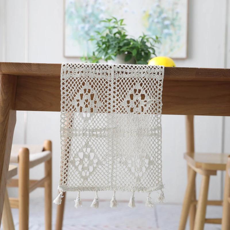 24*350cm Table Runner Lace Table Cover Chair Sash Dinner Banquet Baptism Christmas Wedding Party Embroidered Table Decor