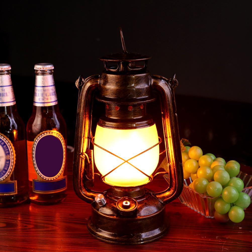 Vintage Hurricane Lantern Rechargeable and Battery Powered Metal Hanging Lantern with Dimmer Switch