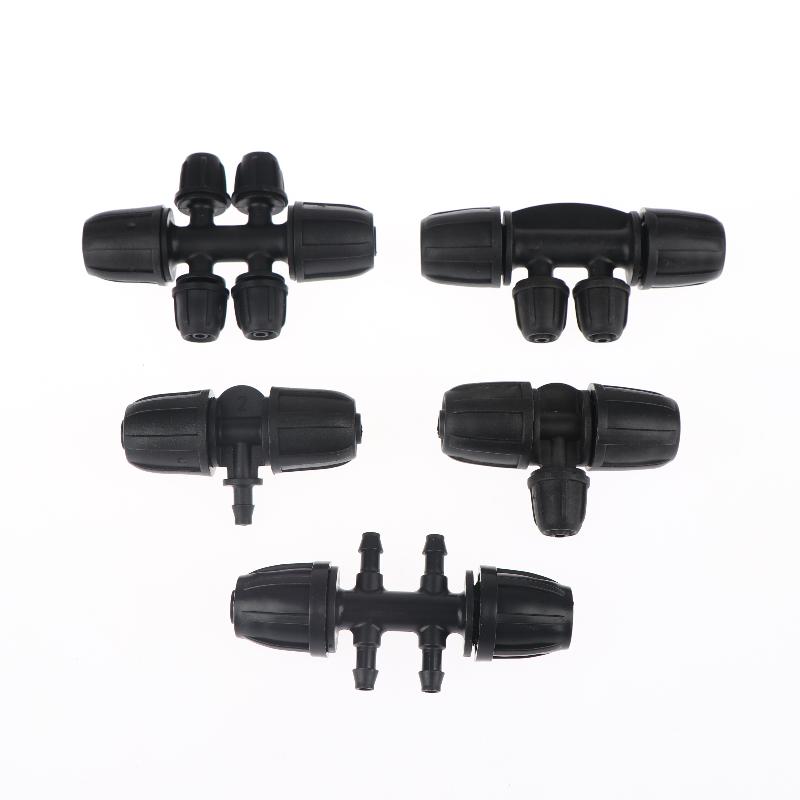 Black 5PCS PE Pipe Connector 1/2 Inch 3 4 6 Way Fittings Leakproof Durable for Drip Irrigation Garden Watering System