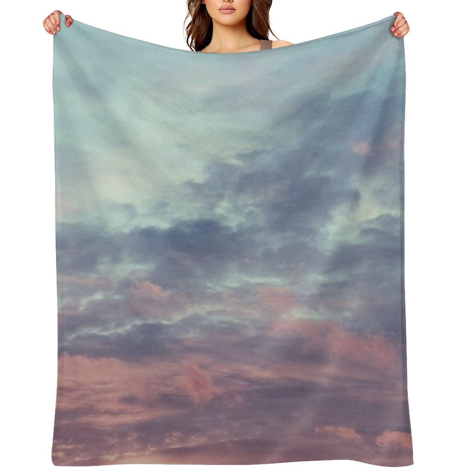 Розово-фиолетовое и синее летнее закатное покрывало Тонкое мягкое клетчатое спальное место Волокнистые одеяла 30x40in