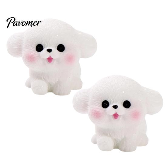 Small Decorative Figurines 2Pcs Mini Dog Figurines, Cute Resin Puppy Miniature Animal Figures, Car Dashboard Decorations Ornaments for Micro