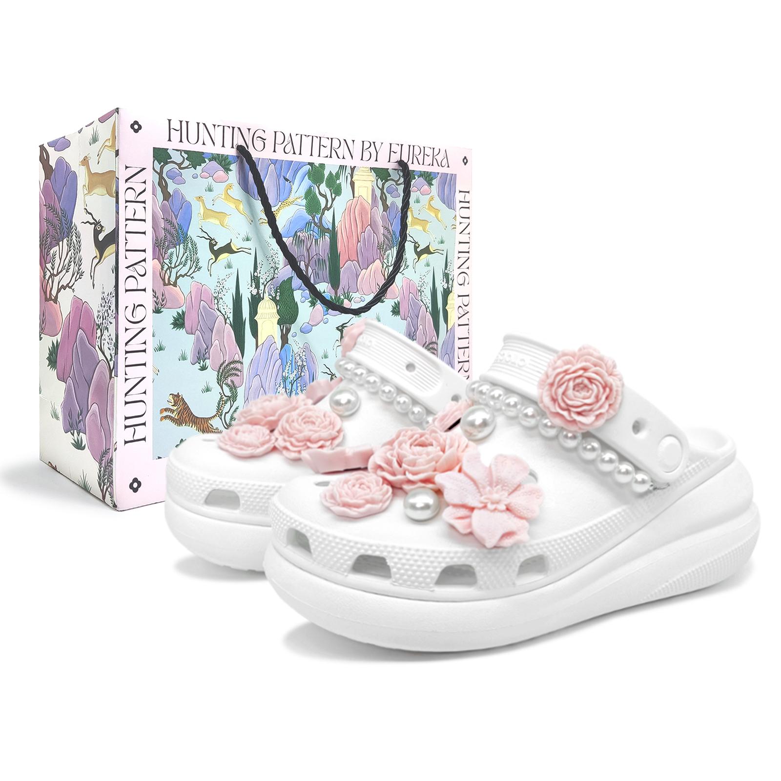 

Crocs Crush Clog Qingshan Pearl Camellia Simple and Versatile Puff Fashion Trend Casual Gift Box Model Hole Shoes Women s White 38-39 белый