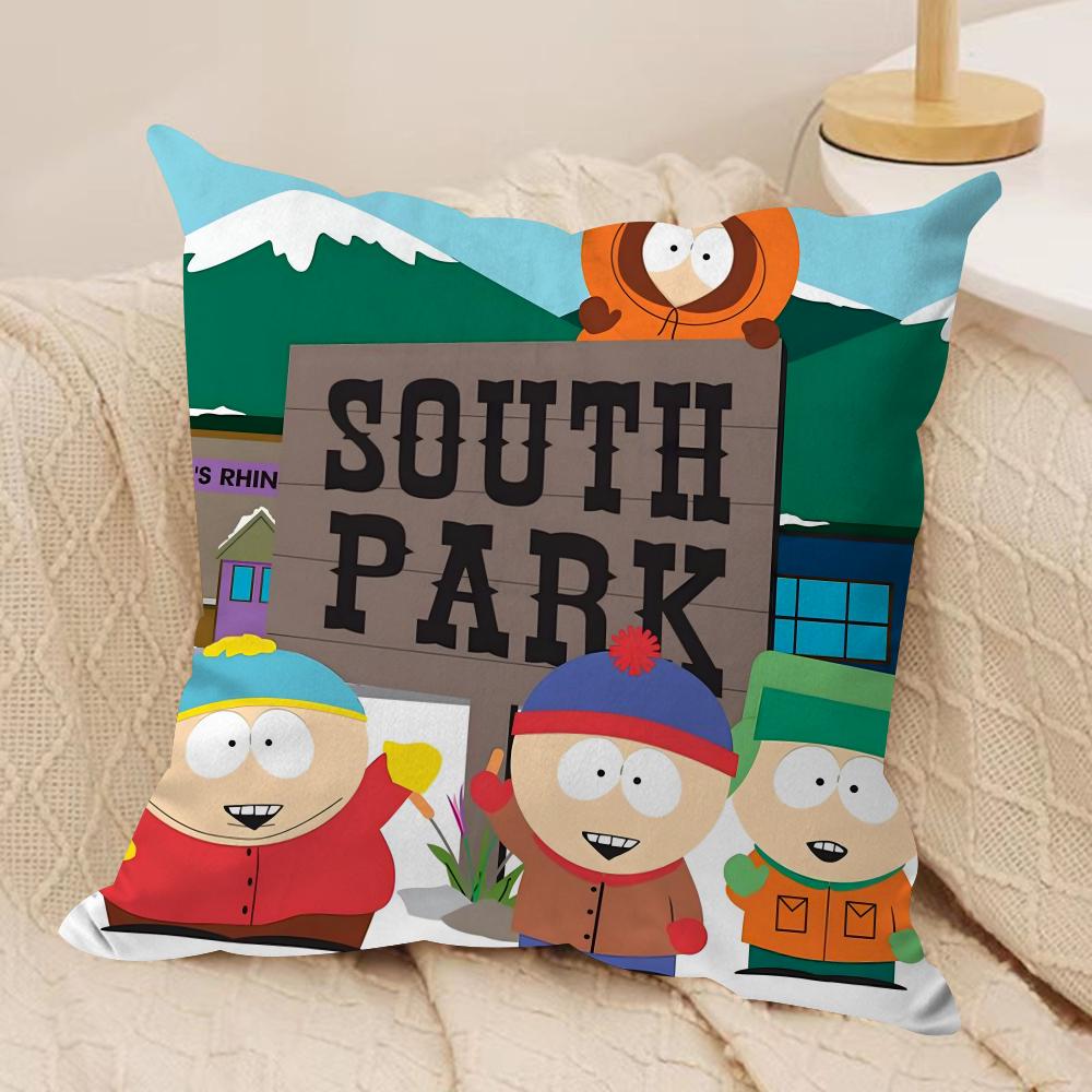 Funny Anime S-Souths P-Park Cushion Cover Soft Plush Double-Sided Printed Sofa Pillow Cushion Cover | Cozy All-Season Decor Gift