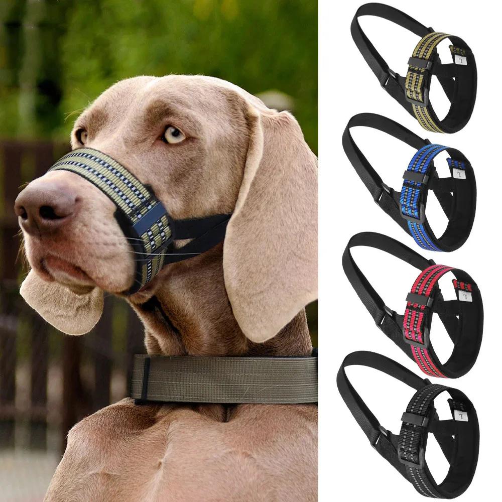

Quick Release Dog Muzzles Adjustable Reflective Dog Muzzle Soft Padded Medium & Large Dogs Halter Nose Leads for Outdoor Walking L синій