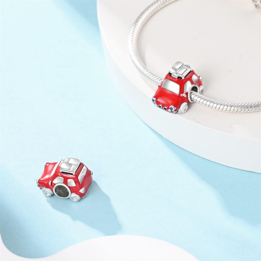 Plated 925 Silver Youth Colorful Canvas Charms Fit 925 Charms Bracelet Beads Jewelry Gifts for Women