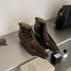 Simple square head rear zipper short fashion boots women's new comfortable inner height-increasing commuter boots