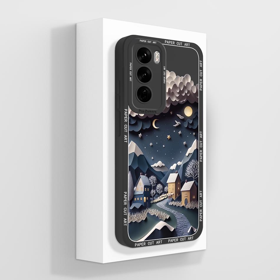 Art Case For Oppo Reno 12 Pro Soft Liquid Silicone Back Cover For Oppo Reno12 12Pro 5G Shockproof Full Protection Phone Cases