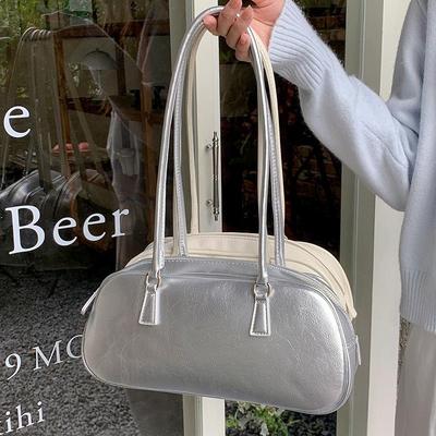 2025 Korean Spring Ballet-Style Silver Shoulder Bag: Trendy & Versatile