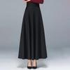 Maxi Skirt High Waist A-Line Long Skirt with Pockets Breathable Slimming Large Hem Design Office Lady Skirt