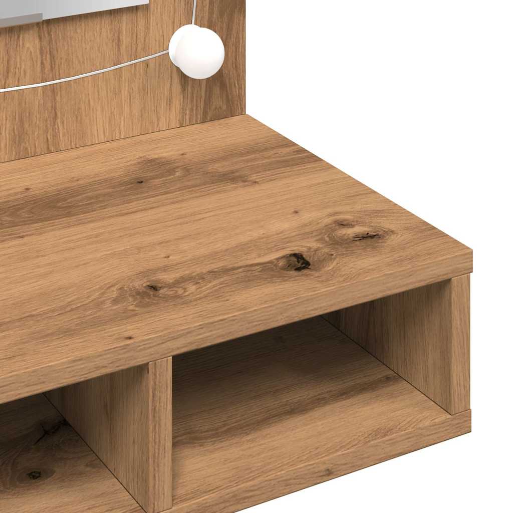 LED Mirror Cabinet In Artisan Oak 90 X 31.5 X 62 Cm