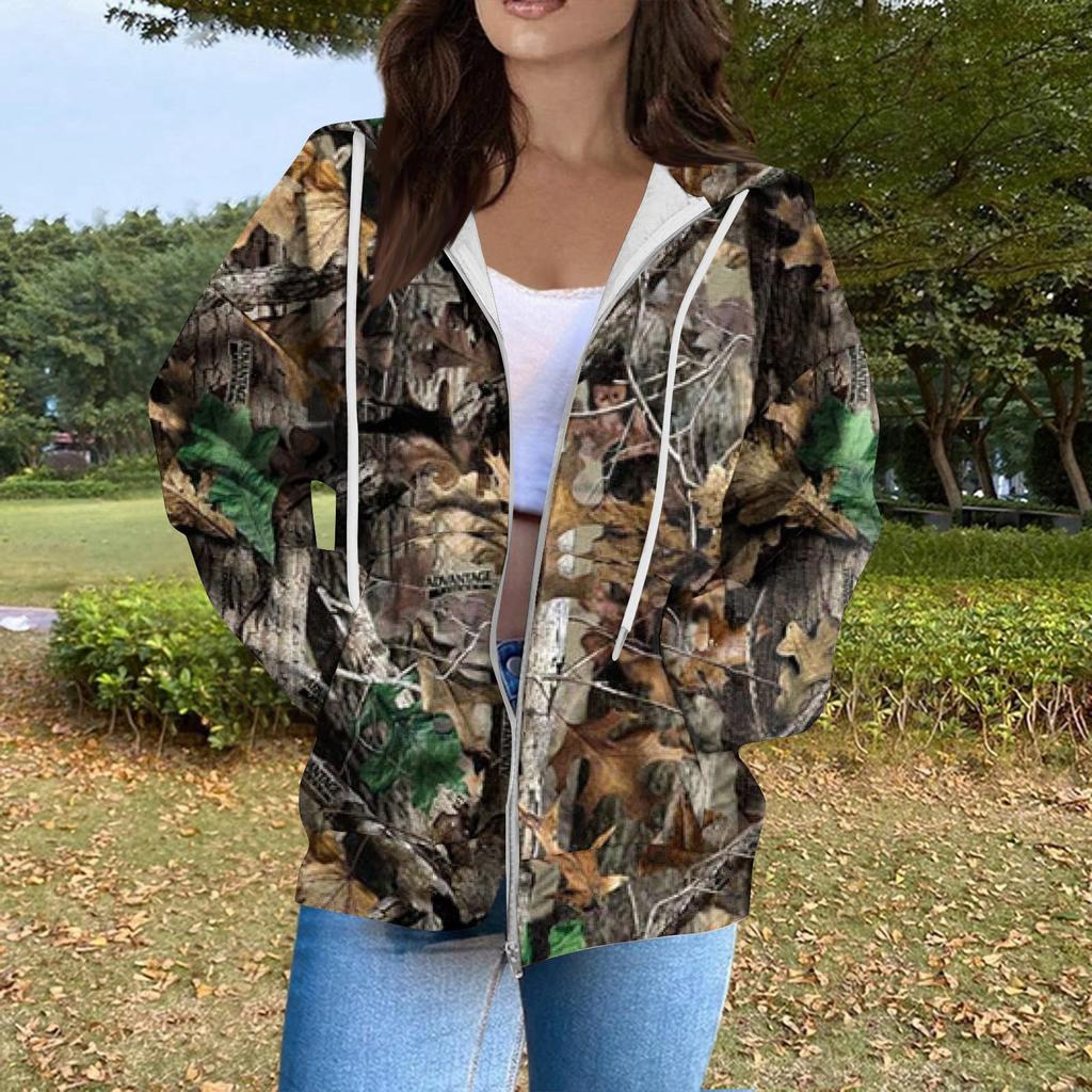 Women's Fashion Casual Halloween Printed Sweatshirt Long Sleeve With Pocket Cardigan Jacket Zipper Hoodie Coat