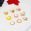 9pcs Gold-color Ring Set Women Fashion Trend Wind Open Finger Ring Yellow Department Zinc Alloy Jewelry