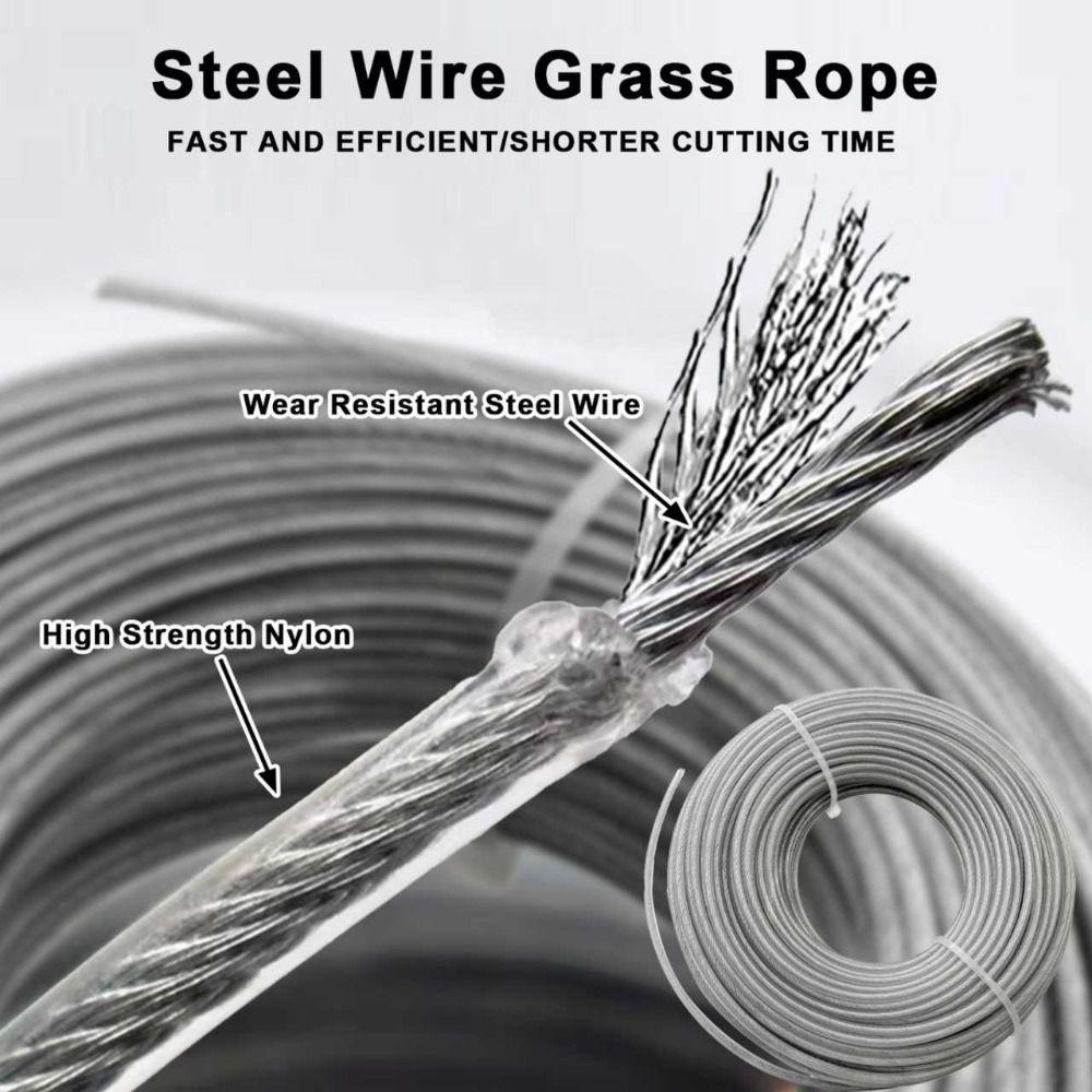 Nylon and Steel Wire Grass Trimmer Line 5m/10m/15m*2.4mm/2.7mm/3mm Trimmer Rope  Garden Maintenance