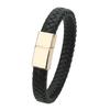 Mibrow Czarna Skórzana Pleciona Bransoleta Męska Rozmiar 10x5 12x6mm Modny Metalowy Magnetyczny Zapięcie Bransolety Owijane Punkowy Charm Biżuteria Męska