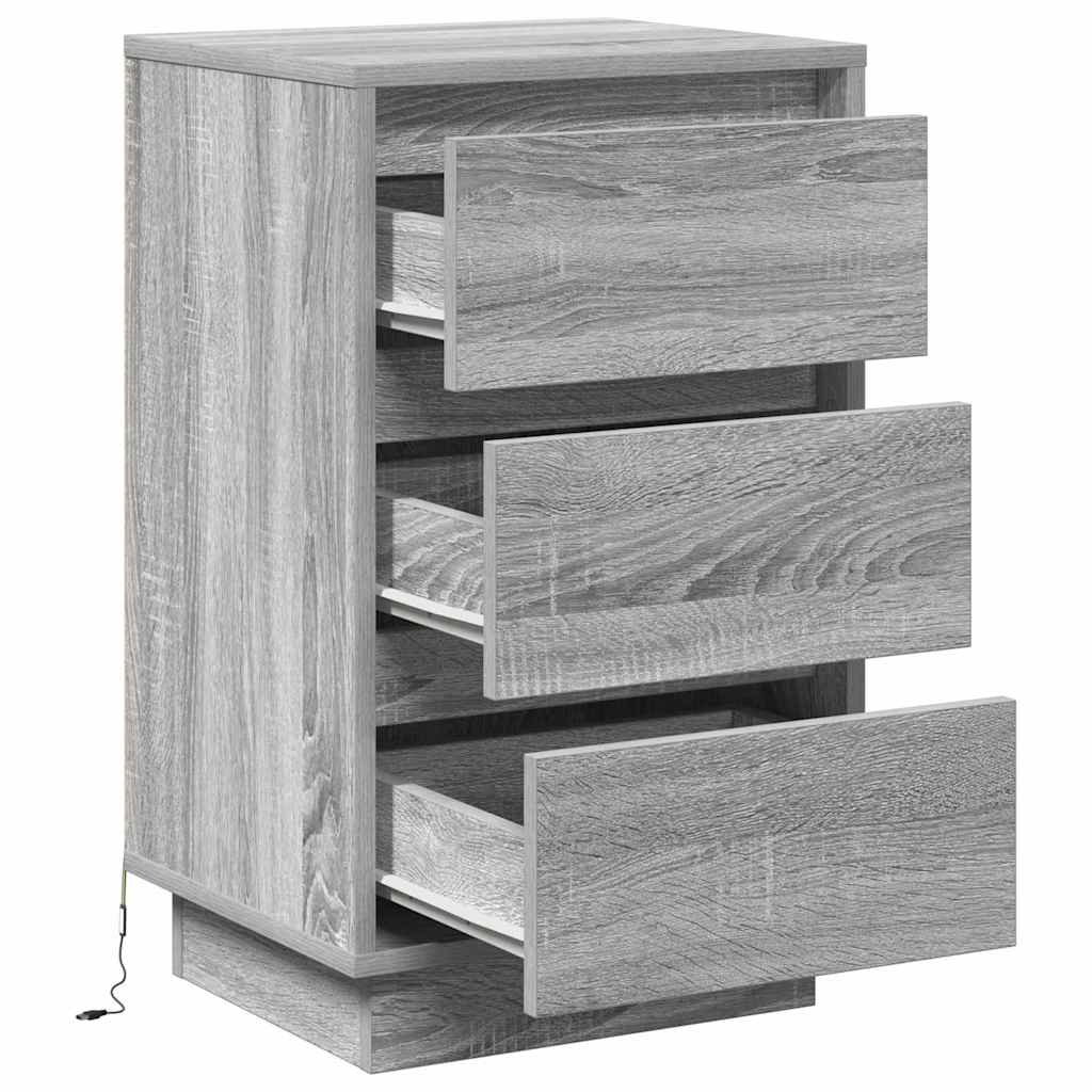 Nightstand with Drawers Gray 39 x 34.5 x 65 cm Engineered Wood