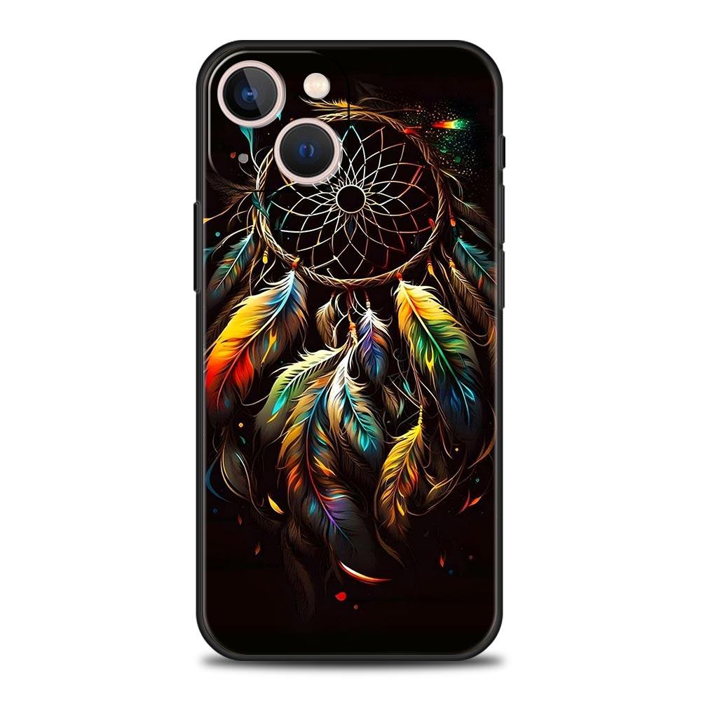 Cute Mandala Dreamcatcher Phone Case For iPhone 17 16 15 Pro Max 11 12 13 14 7 8 Plus SE 2020 X XR XS Cover Soft Black